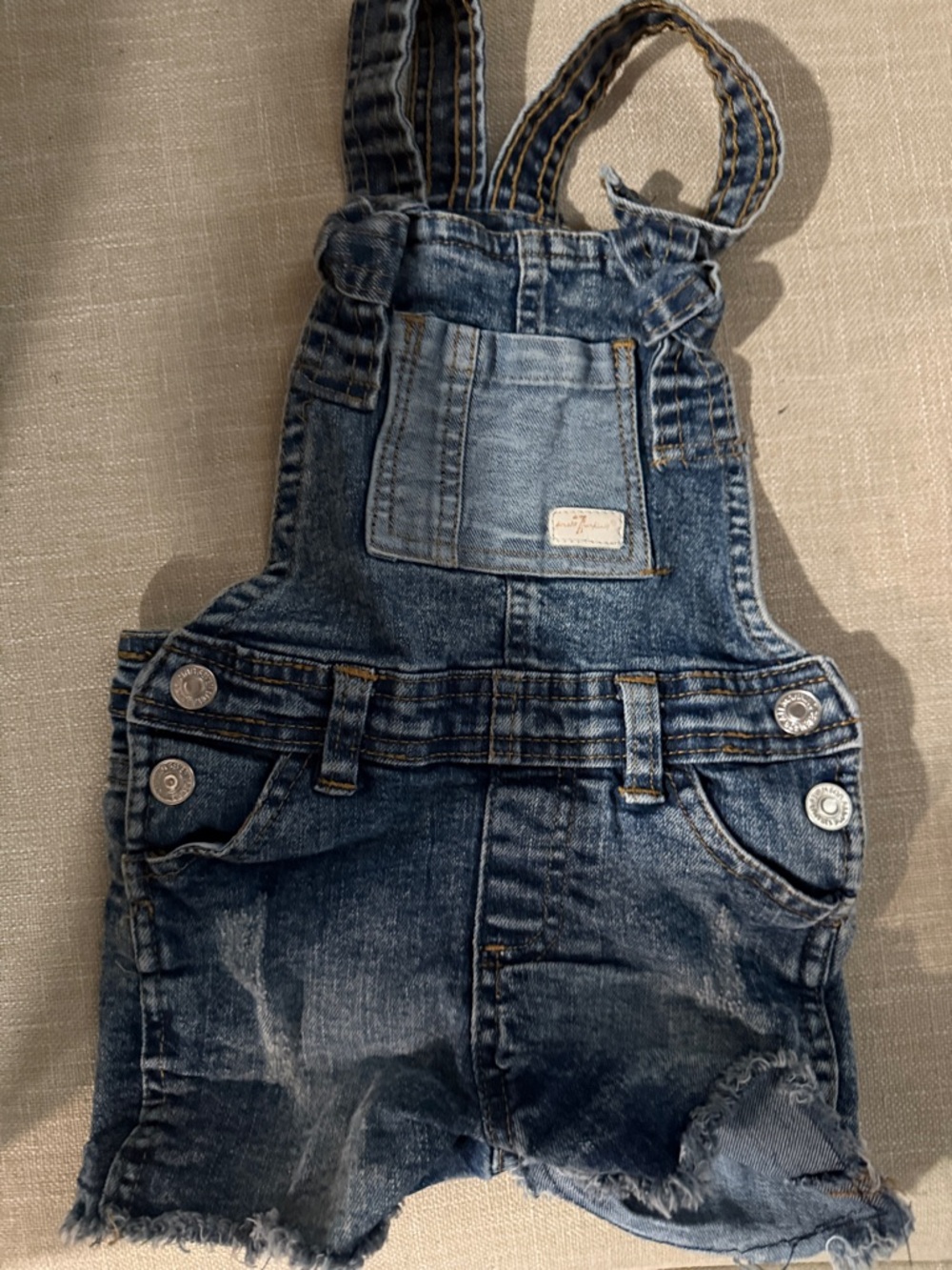 Baby girl Denim Short Overalls - Blue 7 for all mankind size 18 months